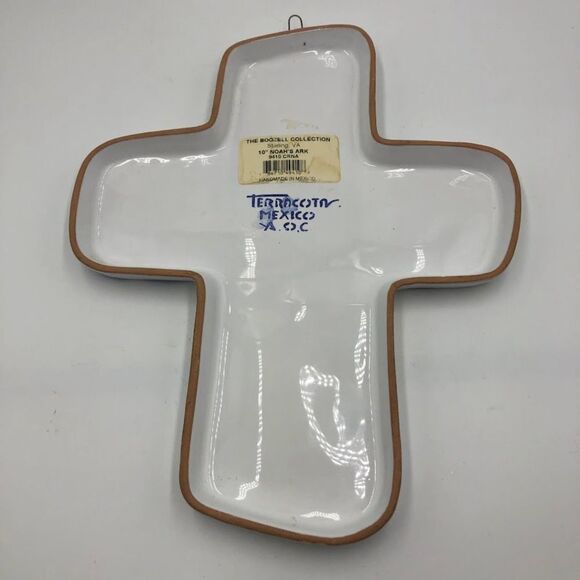 The Boozell Collection Noah's Ark Ceramic Cross Hanging Wall Art Terracotta 10in - Picture 4 of 12